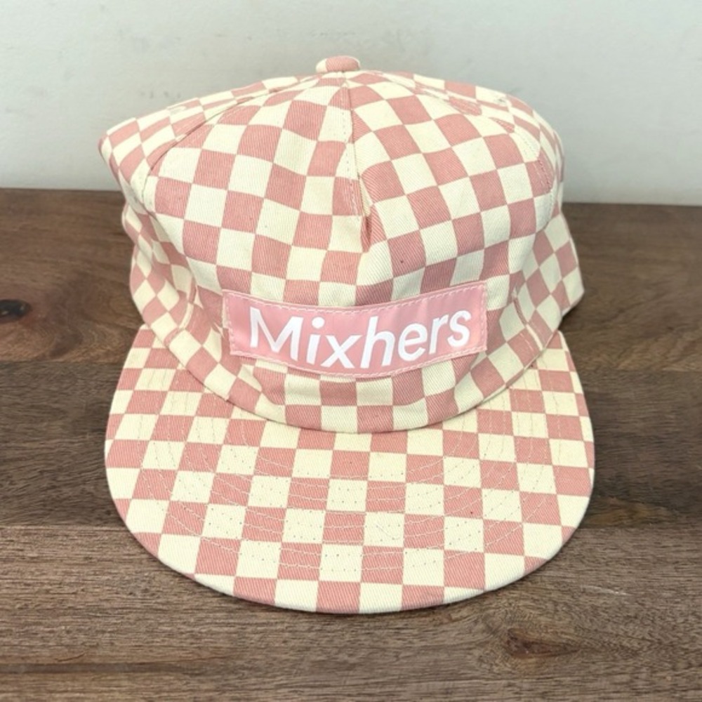 Checkerboard Hat‎ Cap Pink Mixhers Camper Checkered Lightweight Retro Twill NEW